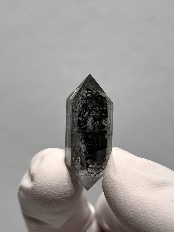 Black double-terminated quartz with clear rim from Yunnan, China, second angle
