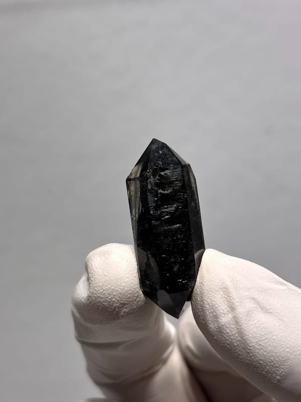 Stout black double-terminated quartz from Yunnan, China, second angle