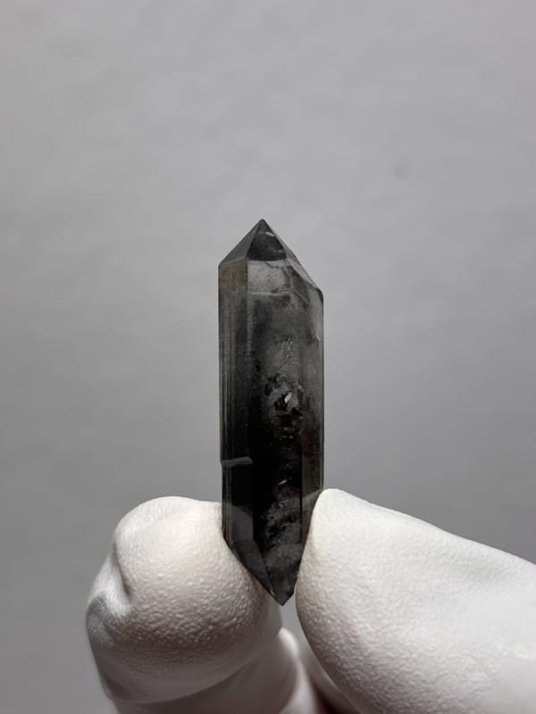 Black double-terminated quartz with clear rim from Yunnan, China, second angle