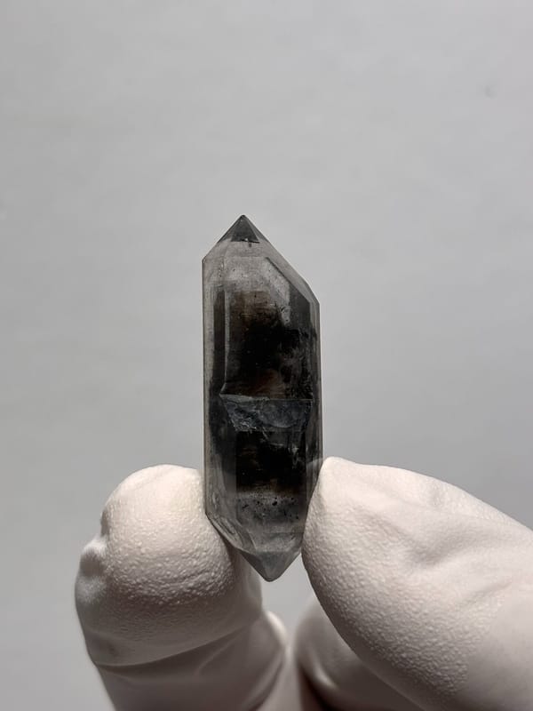 Black double-terminated quartz with clear tip from Yunnan, China, second angle