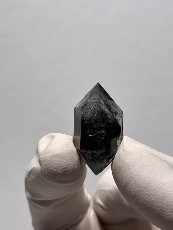 Stout black double-terminated quartz from Yunnan, China, second angle