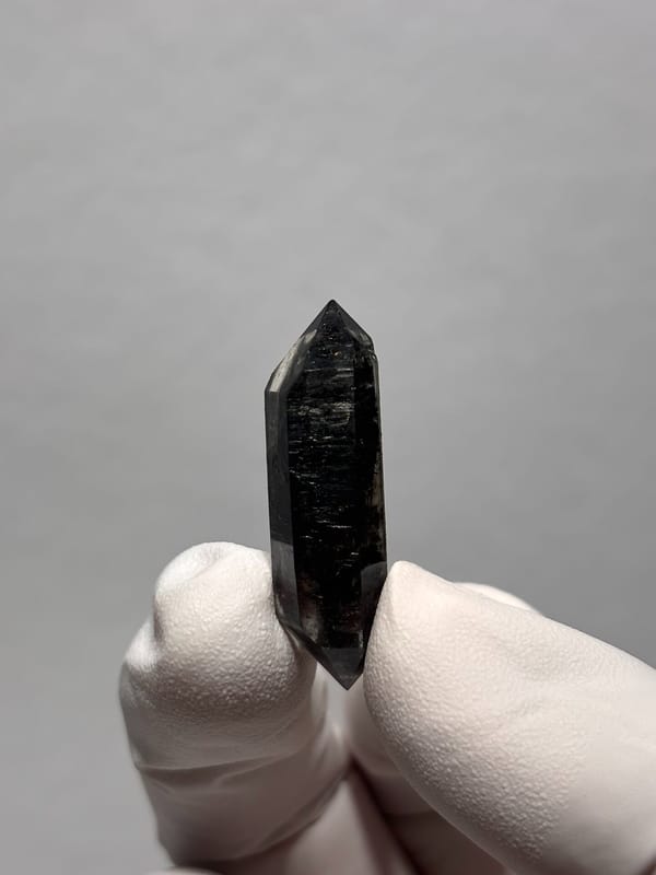 Tiny black double-terminated quartz from Yunnan, China, second angle