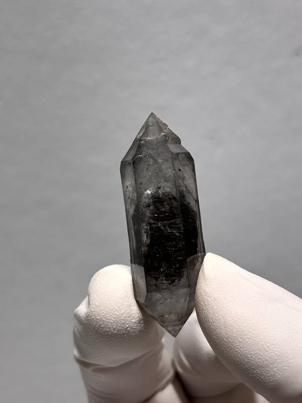 Black double-terminated quartz with clear rim from Yunnan, China, second angle