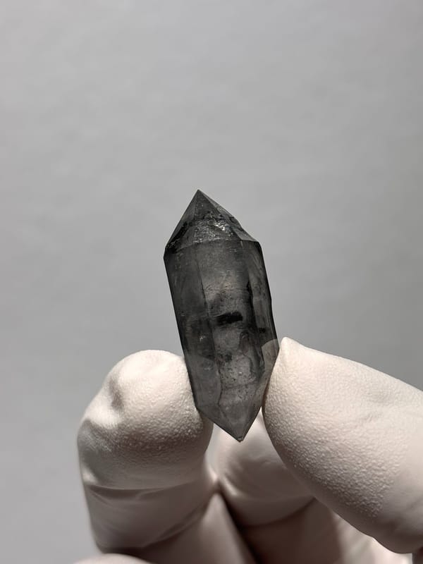 Stout black sketch-pattern double-terminated quartz from Yunnan, China, second angle