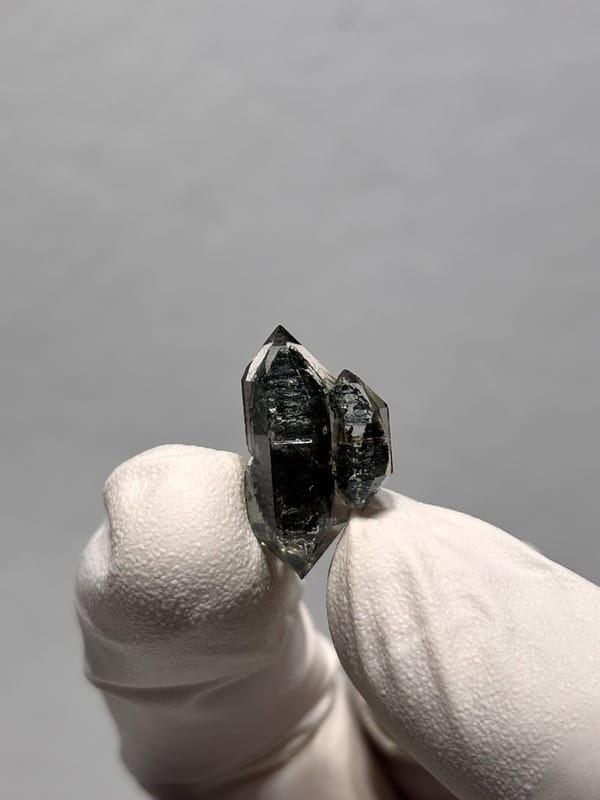 Tiny black sugar-core quartz with side crystal from Yunnan, China, second angle