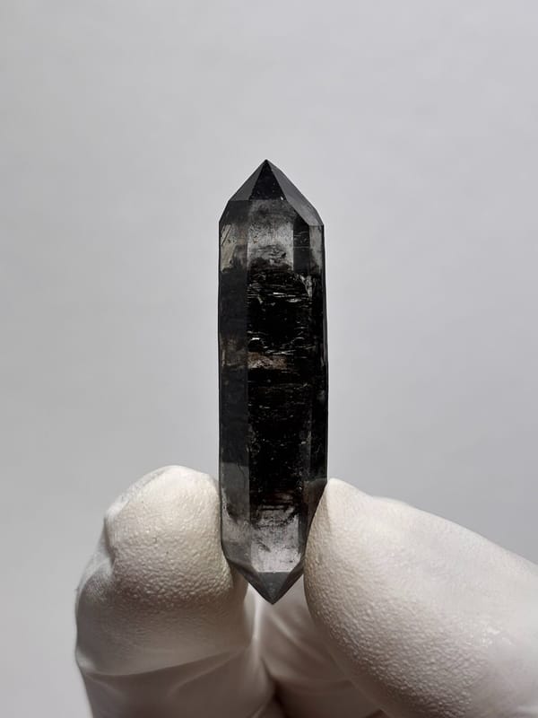 Black sugar-core double-terminated quartz from Yunnan, China, second angle