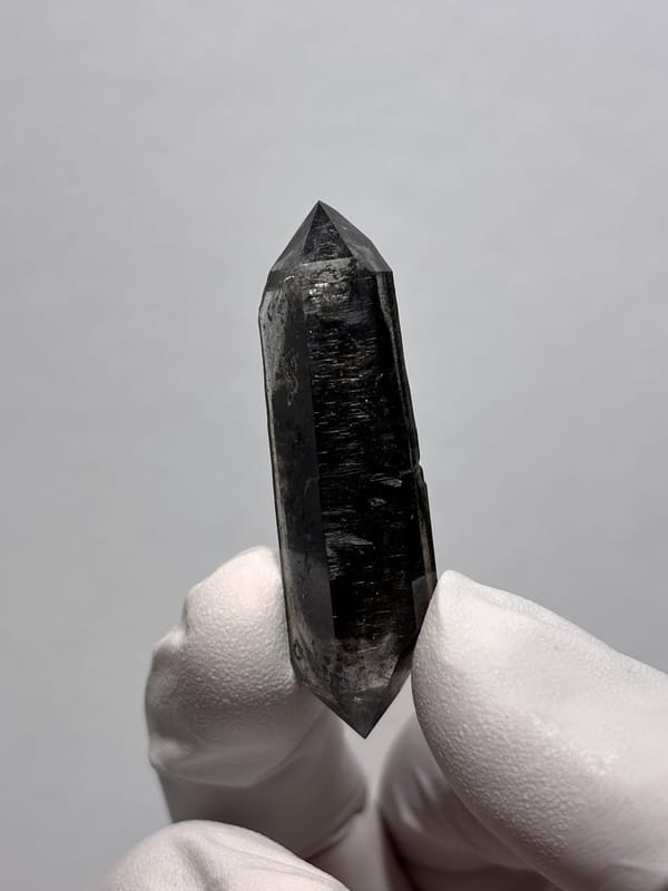 Black sugar-core double-terminated quartz from Yunnan, China, second angle