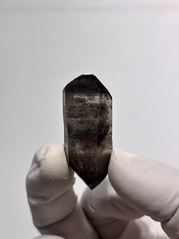 Black-capped double-terminated quartz from Guizhou, China, reverse side