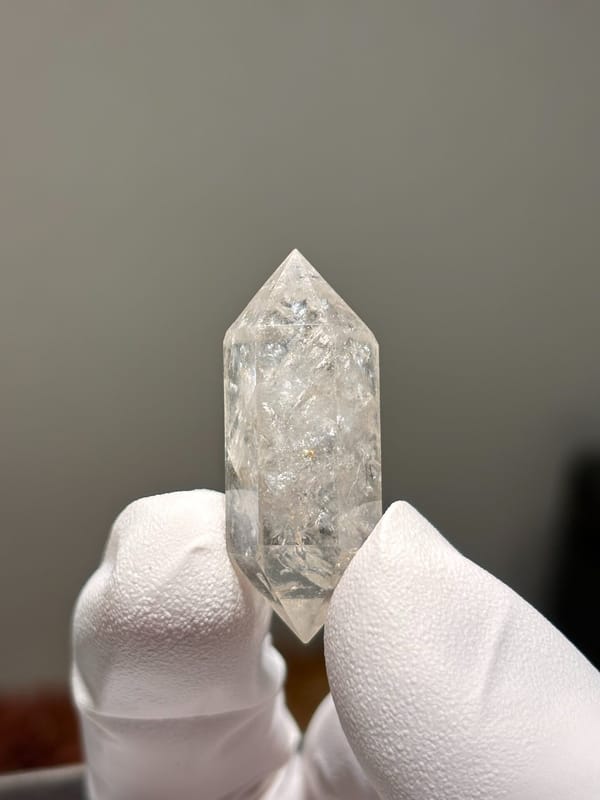 Burst-crystal double-terminated quartz with sparkling flecks from Yunnan, China, second angle
