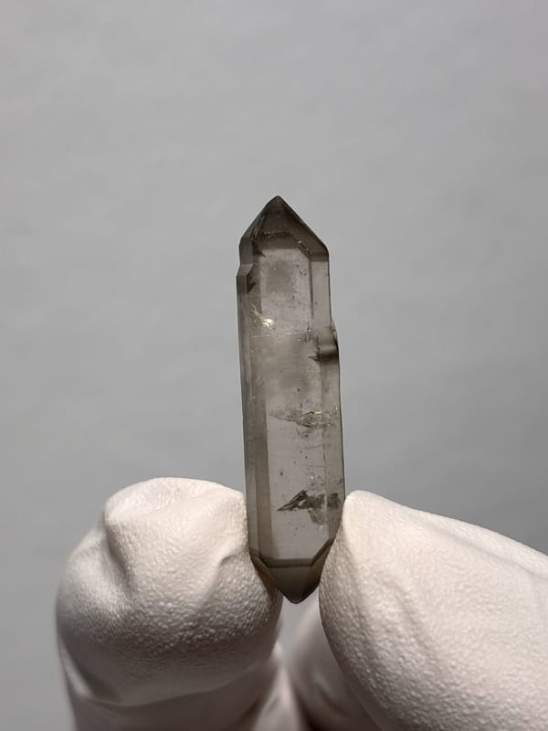 Needle-thin capped double-terminated quartz from Yunnan, China, second angle