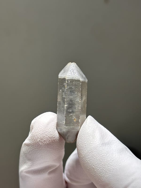 Capped double-terminated quartz with grey phantom from Yunnan, China, reverse side