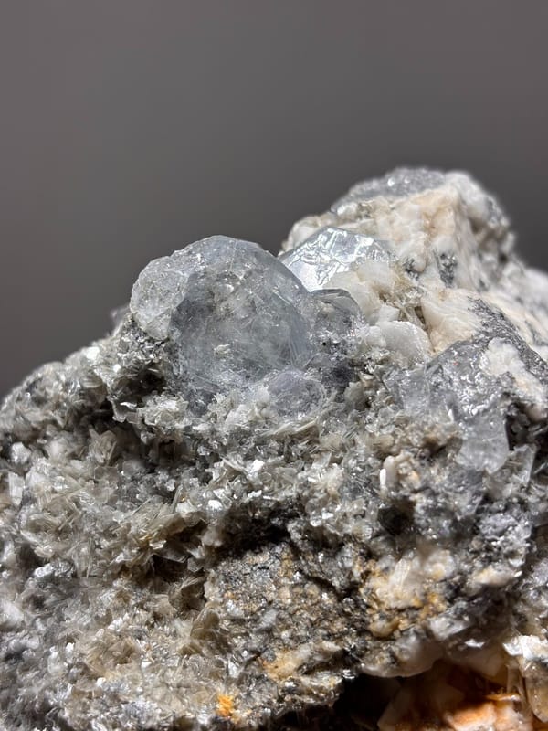 Aquamarine plate with mica and feldspar from Xuebaoding, Sichuan, China, second angle
