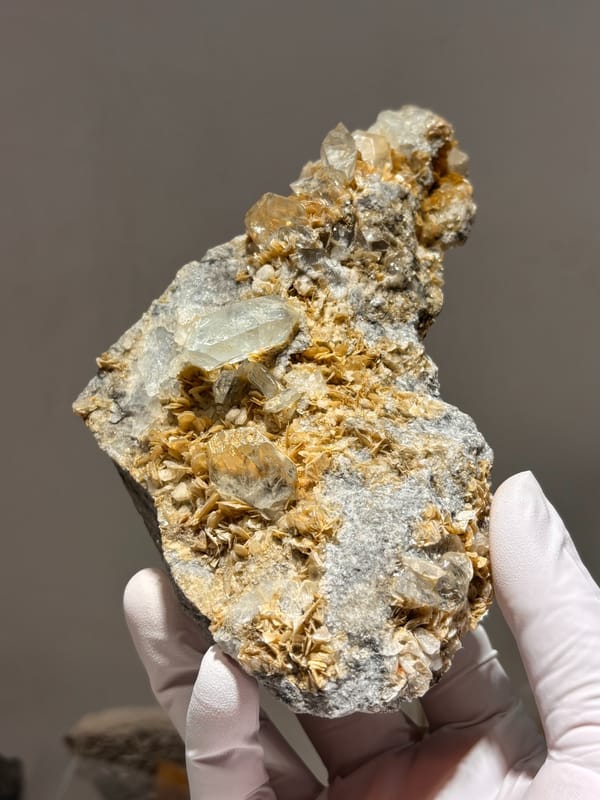 Mica plate with pale aquamarine crystal from Xuebaoding, Sichuan, China, second angle