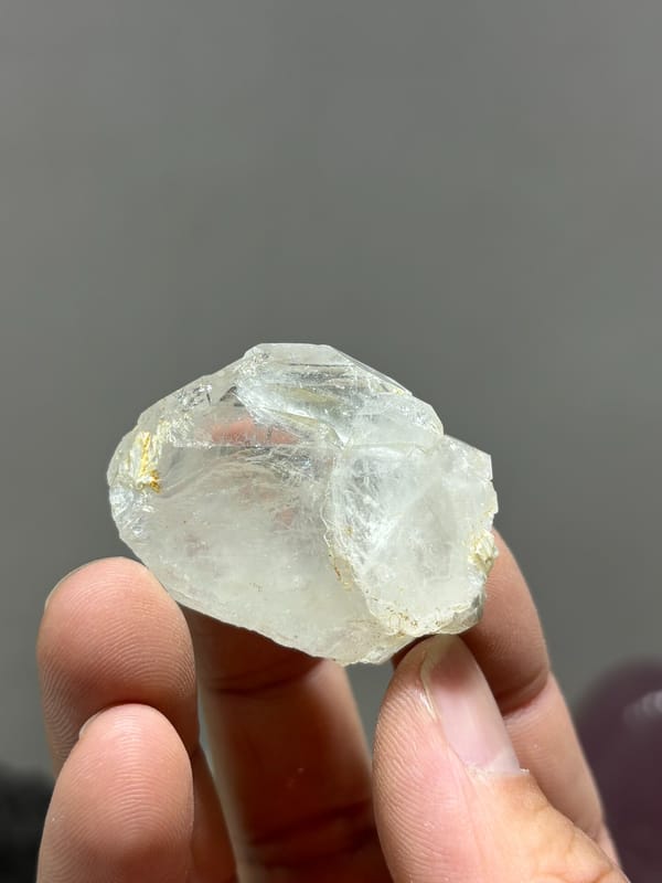 Colourless transparent aquamarine tablet from Xuebaoding, Sichuan, China, reverse side