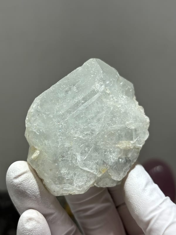 Complete pale aquamarine crystal with frosted faces from Xuebaoding, Sichuan, China, second angle