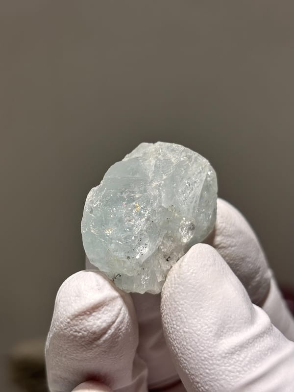 Frosted pale green aquamarine nugget from Xuebaoding, Sichuan, China, second angle