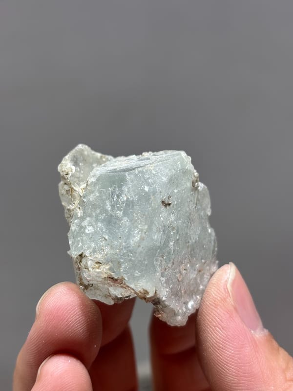 Frosted pale green aquamarine with floater faces from Xuebaoding, Sichuan, China, second angle