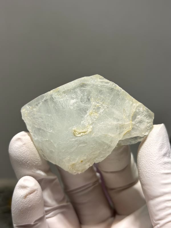 Frosted pale green aquamarine tablet from Xuebaoding, Sichuan, China, second angle