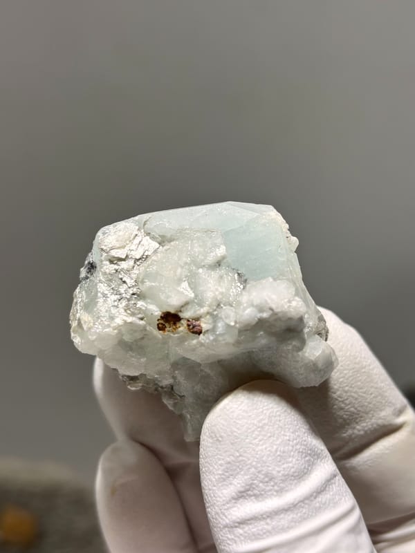 Frosted pale green aquamarine block from Xuebaoding, Sichuan, China, second angle