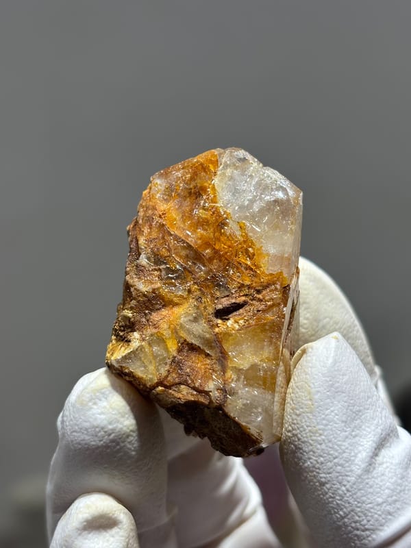 Gel-flower aquamarine with orange skin from Sichuan, China, second angle