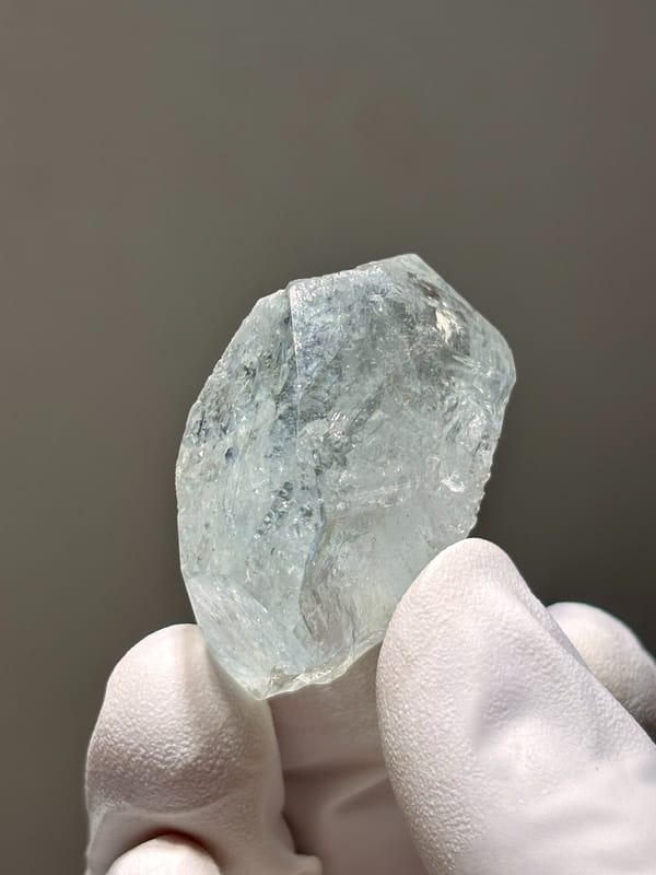 Glassy pale blue aquamarine crystal from Xuebaoding, Sichuan, China, second angle