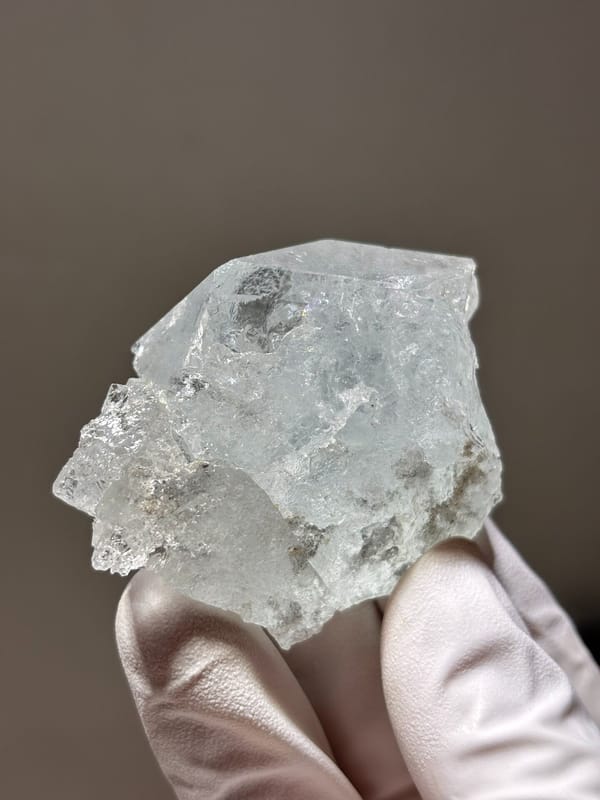 Glassy pale blue aquamarine block from Xuebaoding, Sichuan, China, second angle