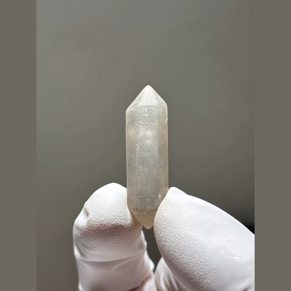 Frosted Water-Worn Double-Terminated Quartz from Yunnan, China — alternate view
