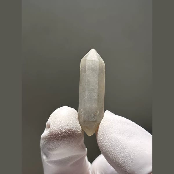 Frosted Water-Worn Double-Terminated Quartz from Yunnan, China — detail view
