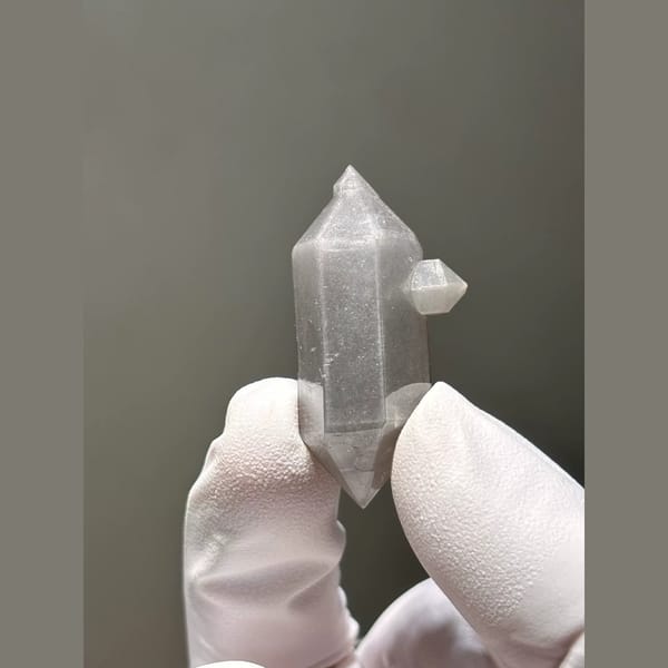 Grey Porcelain Double-Terminated Quartz from Yunnan, China — complete view
