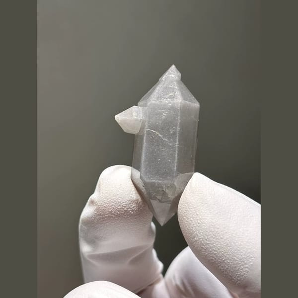 Grey Porcelain Double-Terminated Quartz from Yunnan, China — detail view