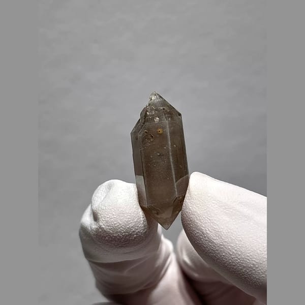 Tea-Tone Sketch Double-Terminated Quartz from Yunnan, China — detail view