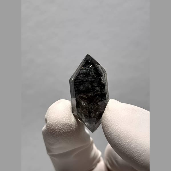 Black-Core Double-Terminated Quartz from Yunnan, China — detail view