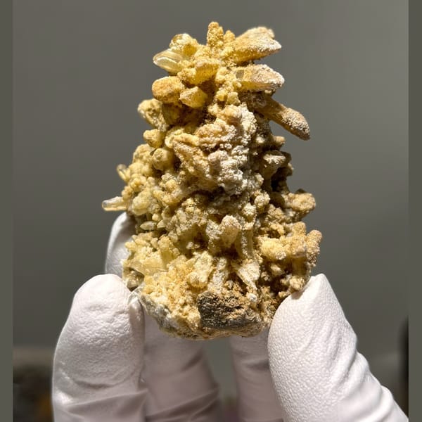 Quartz crystal with calcite from Jinkouhe, Sichuan, China, natural mineral specimen, photo 1 of 5