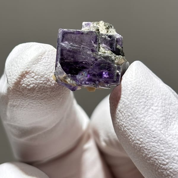 Fluorite crystal with calcite from Yaogangxian, Hunan, China, natural mineral specimen, photo 1 of 5