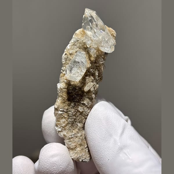 Clear quartz crystal with mica from Xuebaoding, Sichuan, China, natural mineral specimen, photo 1 of 5