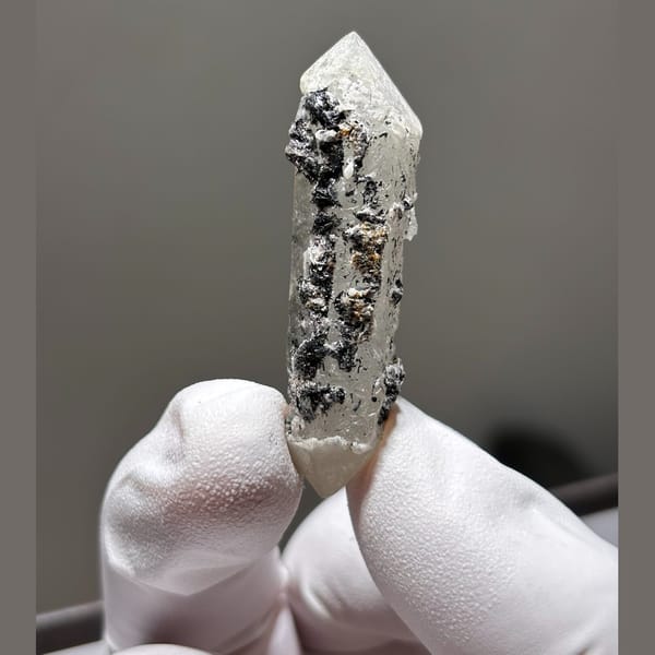 Quartz double-terminated crystal with hematite from Inner Mongolia, China, natural mineral specimen, photo 1 of 5
