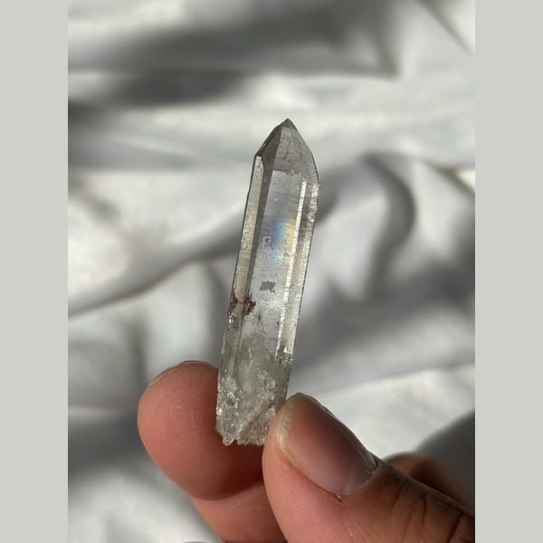 Clear quartz floater crystal with calcite from Xuebaoding, Sichuan, China, natural mineral specimen, photo 1 of 5