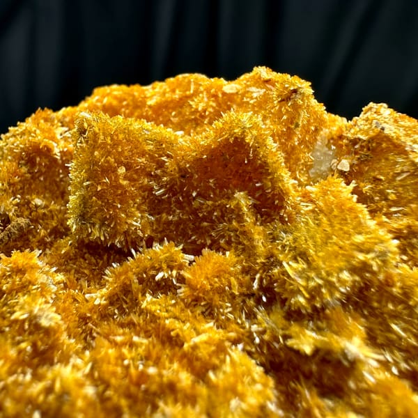 Fluorite cubes coated in orange jarosite crust from Guizhou, China, second angle