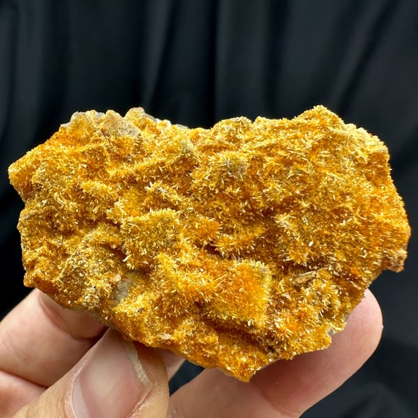 Fluorite cubes coated in orange jarosite crust from Guizhou, China, reverse side
