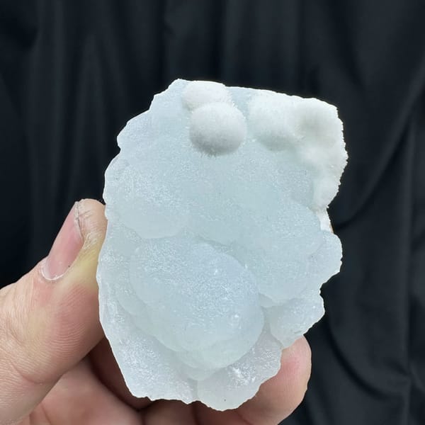 Powder-blue botryoidal aragonite with white aragonite from Yunnan, China, reverse side