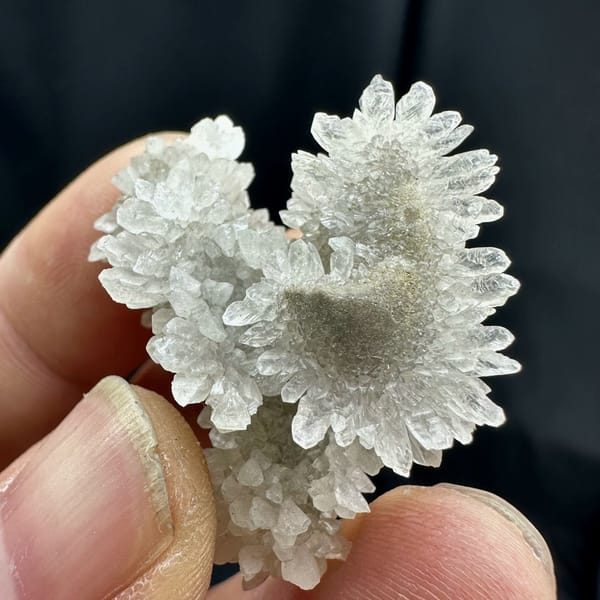 Sunflower-shaped radiating calcite crystals from Guizhou, China, reverse side
