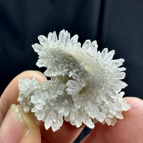 Sunflower-shaped radiating calcite crystals from Guizhou, China, top view