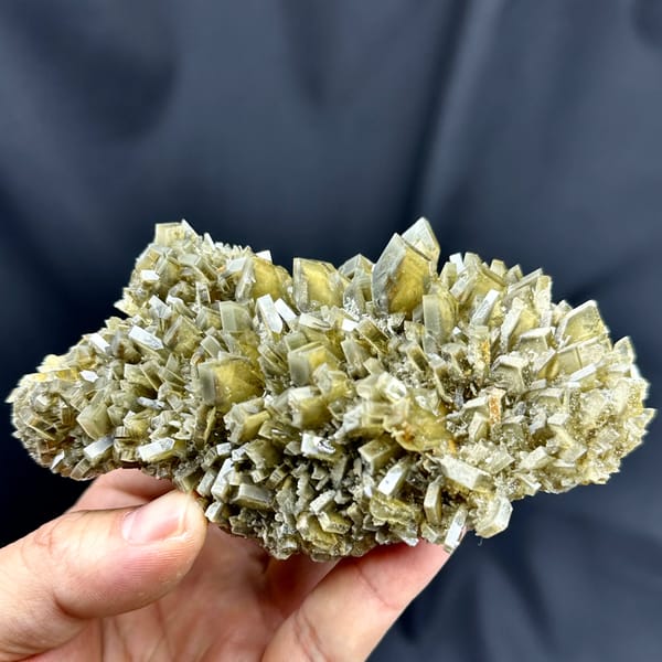 Cluster of straw-yellow bladed baryte crystals from Yunnan, China, top view