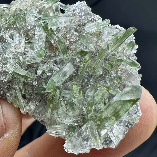 Green phantom quartz needle cluster from Sichuan, China, second angle
