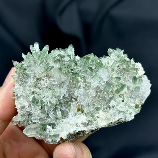 Cluster of green phantom quartz points from Sichuan, China, top view