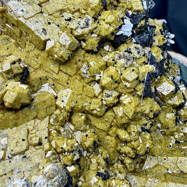 Very large block of olive-green grossular garnet with calcite from Inner Mongolia, China, second angle