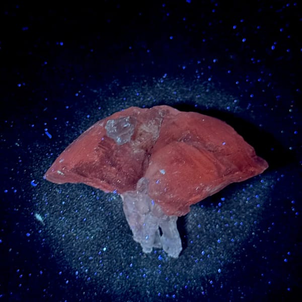 Pink lingzhi-mushroom shaped calcite floater from Guangdong, China, second angle