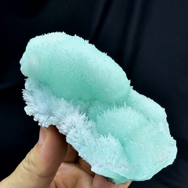 Aqua-blue acicular aragonite flower mounds from Yunnan, China, second angle