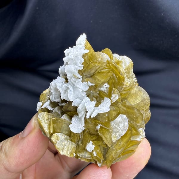 Golden-brown siderite crystals capped with white dolomite from Guizhou, China, second angle