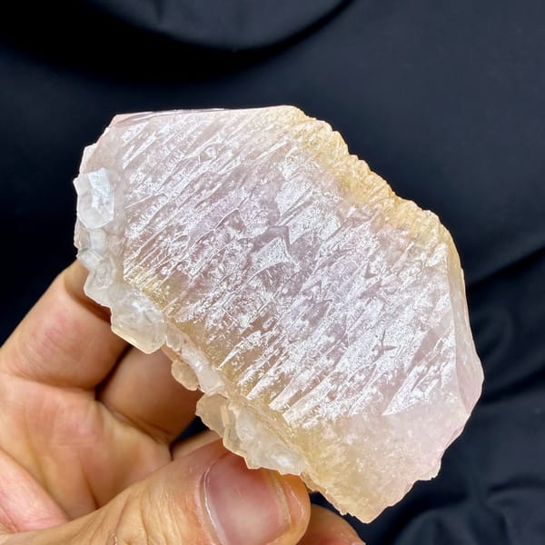 Large pink and yellow two-tone apophyllite crystal from Fujian, China, reverse side